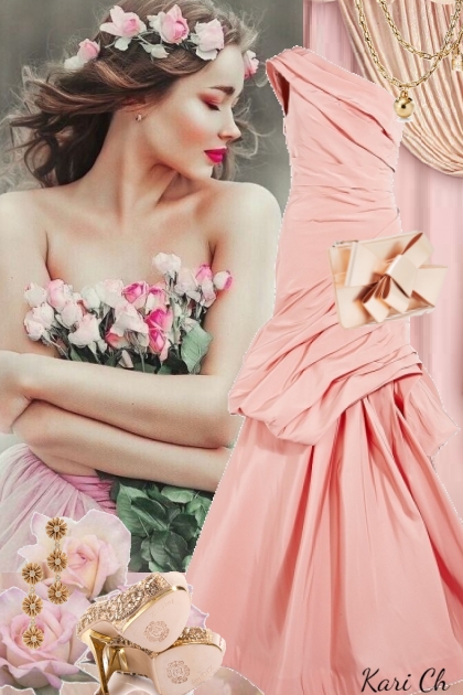 Rosa sid kjole 17-4- Combinazione di moda