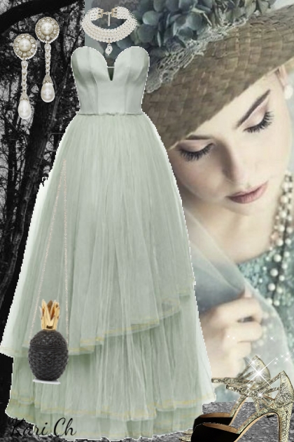 Lys turkis sid kjole 24-4- Modekombination