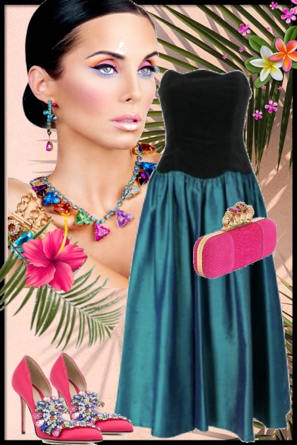 Blå-sort kjole 24-4- Combinaciónde moda