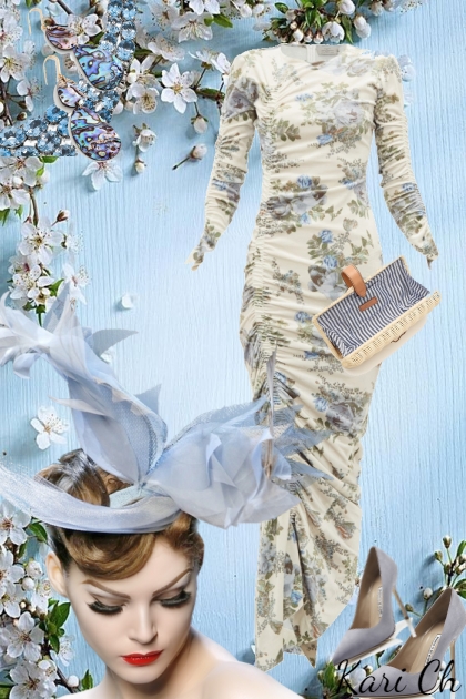 Kjole med blå blomster 1-5- Fashion set
