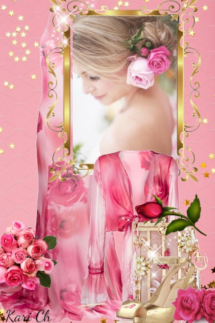 Sid rosa kjole med jakke 3-5- Combinazione di moda