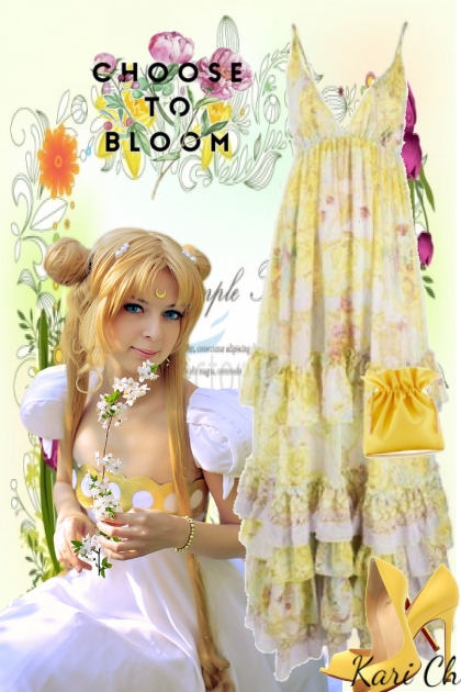 Kjole med gule blomster 4-5- Modna kombinacija
