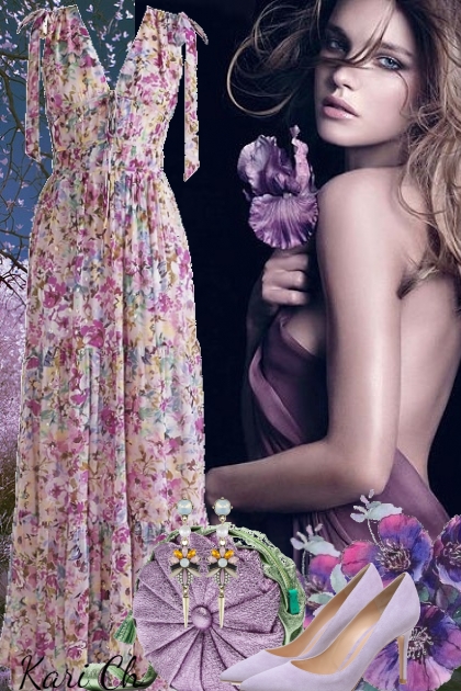 Småblomstret kjole 5-5- Combinazione di moda