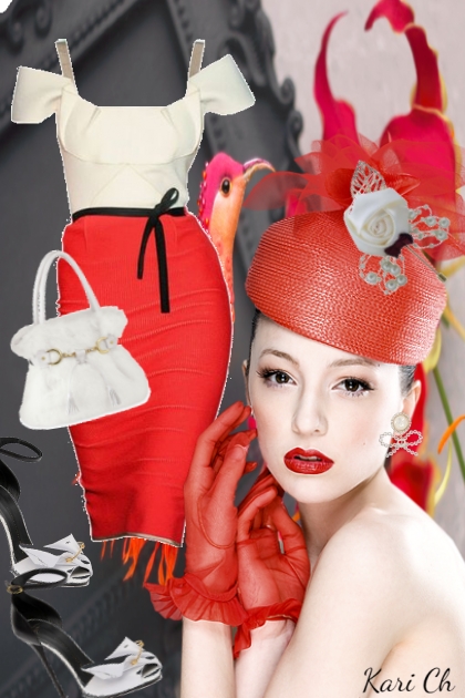 Rød og hvit kjole 24-5- Fashion set