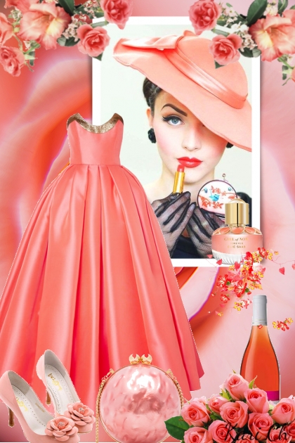 Aprikosfarget sid kjole 25-5- Fashion set