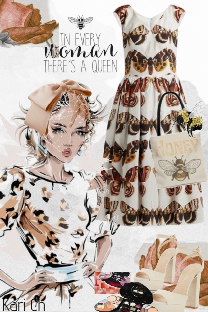 Kjole med brune sommerfugler - Fashion set