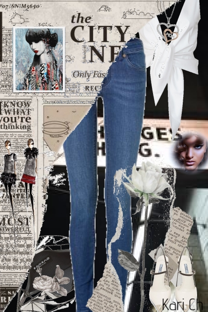 Jeans og hvit topp 13-6- Combinazione di moda