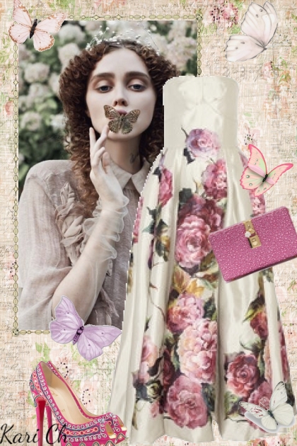 Kjole med lilla roser 24- Combinazione di moda