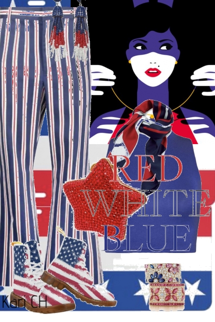 Stripet bukse og blå topp 6-7- Модное сочетание