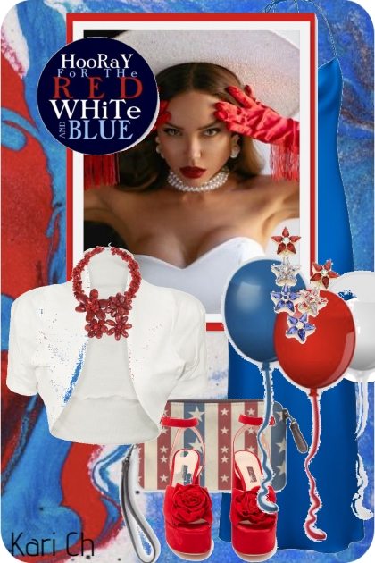 Blå kjole og hvit bolero 8-7- Modna kombinacija
