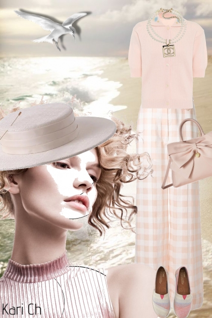 Rosa-hvitrutet bukse og rosa topp 11-7- Модное сочетание