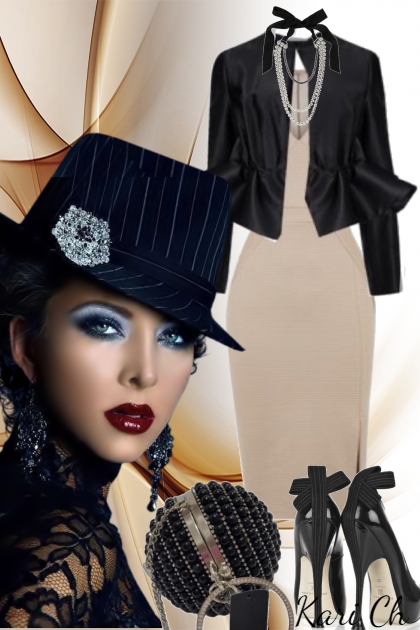 Grå kjole med sort jakke 15/8- Modna kombinacija