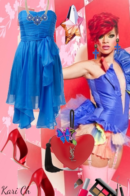 Blå kjole 16-8---- Combinazione di moda