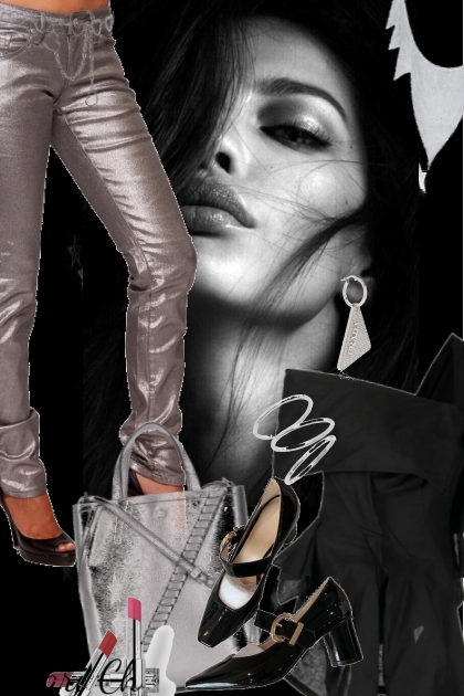Metallic bukse og sort topp 21/8- Fashion set