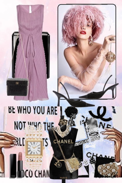 Lilla Chanel-kjole 31/8- combinação de moda
