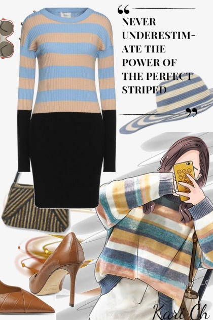 Kjole med striper 2/9- Модное сочетание