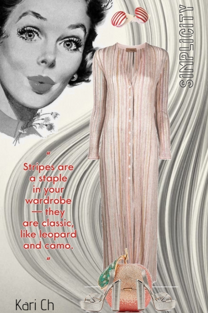 Stripet kjole i rosa og hvitt 4/9- Модное сочетание