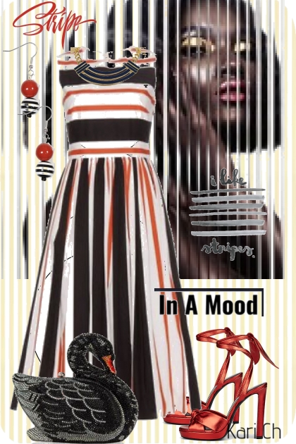Kjole med striper i flere farger 9-9- combinação de moda