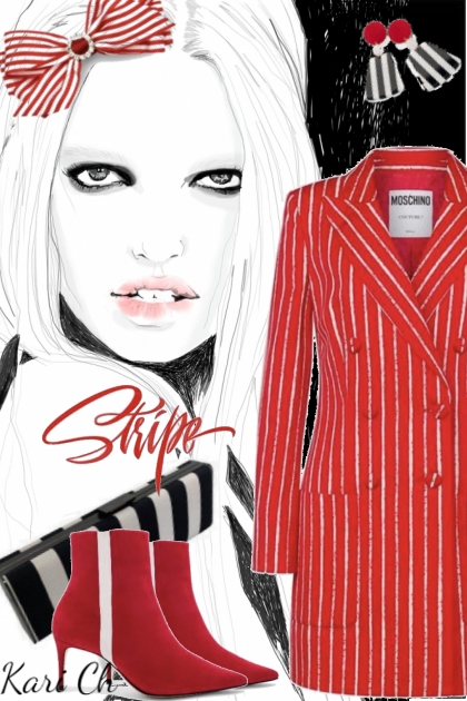 Rød-hvit stripet kjole 21-9- Modna kombinacija
