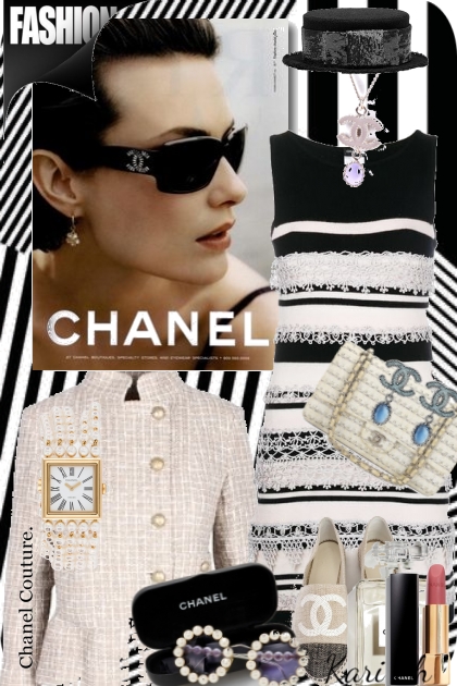 Stripet Chanel-kjole 22-9- Modna kombinacija