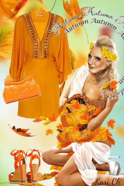 Orange kjole og tilbehør 3-10- Modekombination