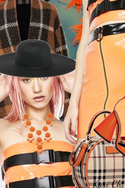 Oransje antrekk og sort hatt 4-10- Fashion set