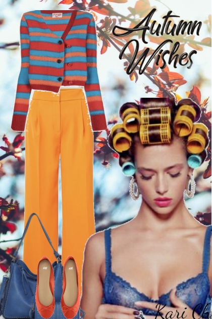 Oransje bukse og stripet jakke 5-10- Modna kombinacija