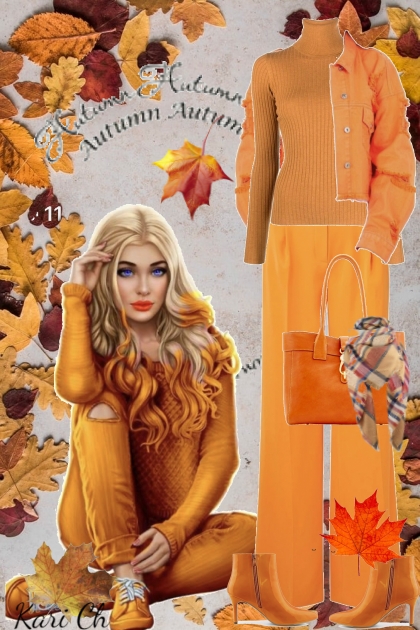 Oransje antrekk til høsten 6-10- Modekombination