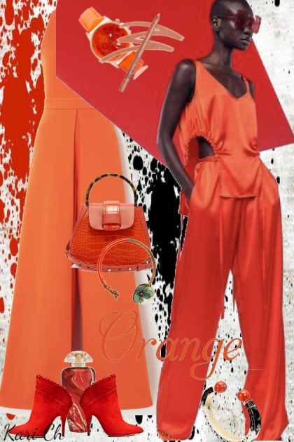 Oransje jumpsuit 6-10- combinação de moda