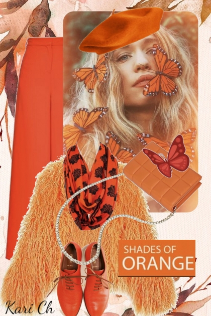 Oransje bukse og fuskepels 7- Fashion set