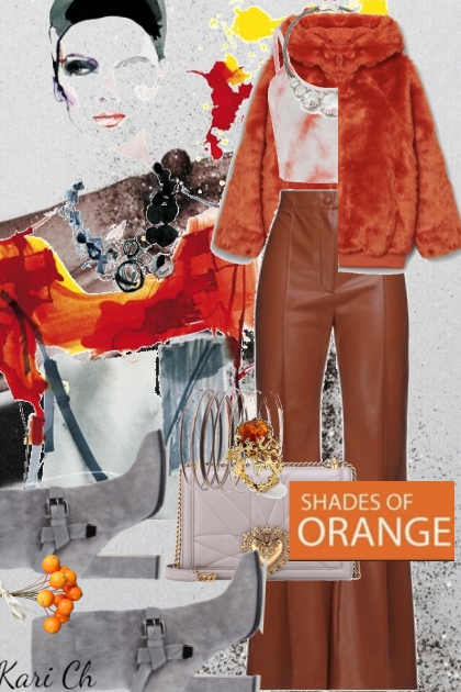 Oransje og grått antrekk 8-10- Fashion set