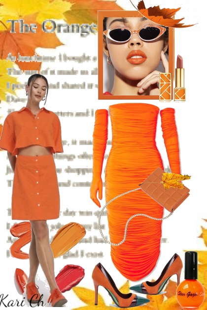 Oransje kjole 8-10- Modna kombinacija