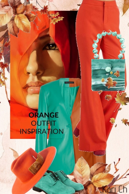 Oransje og turkis antrekk 8-10- Modekombination