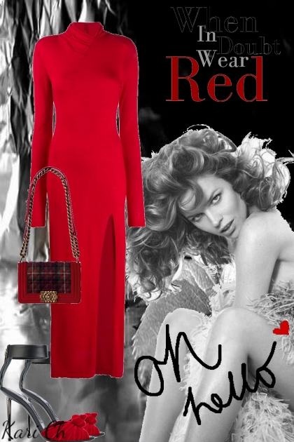 Rød kjole 12-10- Combinazione di moda