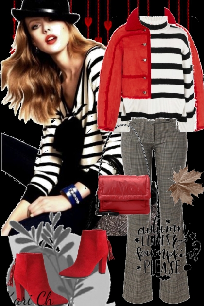 Rutet bukse og stripet genser 18-10- Модное сочетание