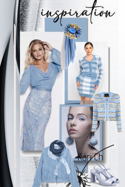 Blå strikkeplagg 6-11- Fashion set