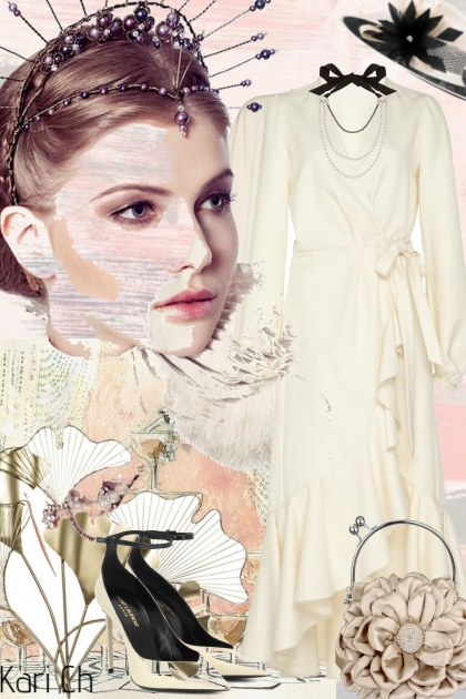 Hvit kjole og cape 13-11- Combinazione di moda