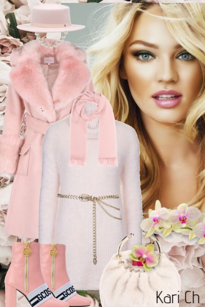 Hvit kjole og rosa kåpe med hatt 13-11- Модное сочетание