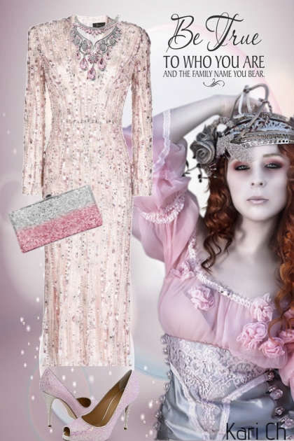 Rosa kjole med paljetter 22- Модное сочетание