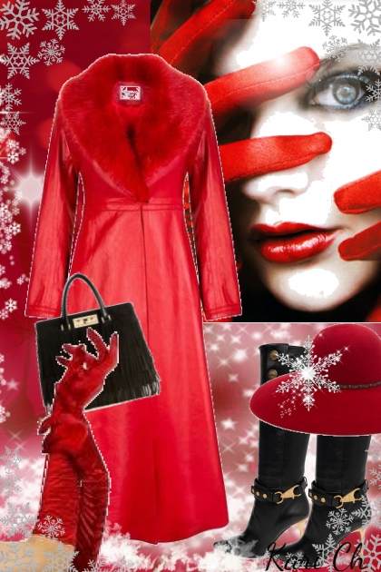 Rød kåpe og sort tilbehør 5-12- Fashion set