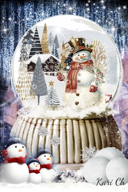 Julekort med snømann 16-12- コーディネート