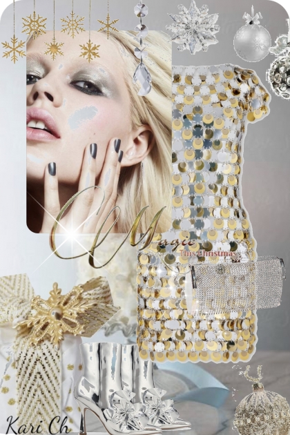 Sølvkjole med gull 20-12- Fashion set
