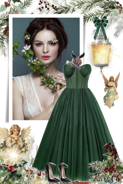 Grønn kjole 22-12- Модное сочетание