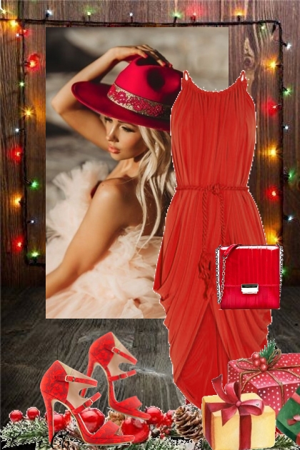 Rød kjole og røde sko 22-12- コーディネート