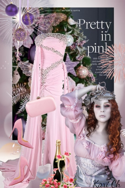 Rosa kjole med sølv 30-12- Fashion set