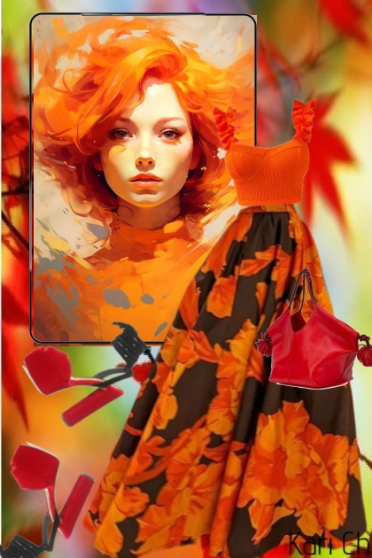 Oransje -sort skjørt og topp 25-1- Fashion set