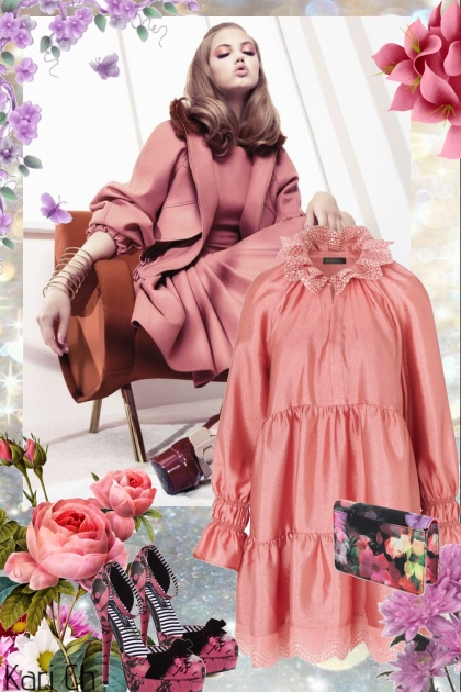 Aprikosfarget kjole 9-2- combinação de moda