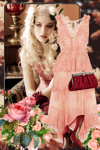 Aprikosfarget kjole 12-2-- Modekombination
