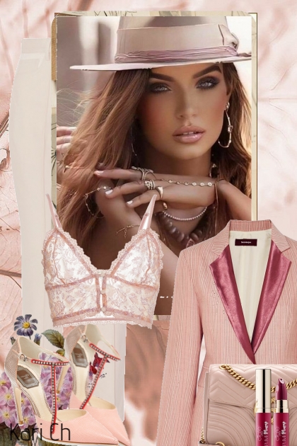 Rosa jakke og hvit bukse 12-2- Combinaciónde moda