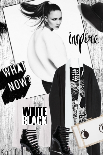 Hvitt og sort antrekk 12-2-- Modekombination